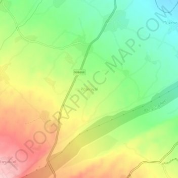 Poterwal topographic map, elevation, terrain