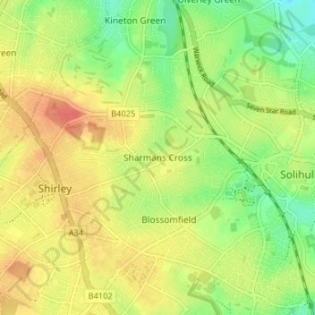 Sharmans Cross topographic map, elevation, terrain