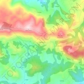 Pandenes topographic map, elevation, terrain