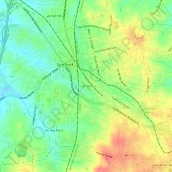 Sunset Terrace topographic map, elevation, terrain