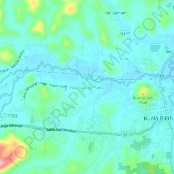 Kampung Parit topographic map, elevation, terrain