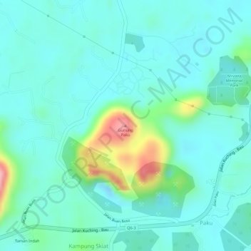 Gunung Paku topographic map, elevation, terrain