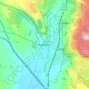 Giggleswick topographic map, elevation, terrain