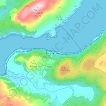 Stromeferry topographic map, elevation, terrain