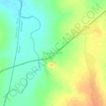 Kusum;Kuzum topographic map, elevation, terrain