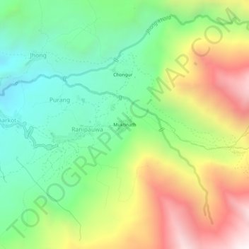 Muktinath topographic map, elevation, terrain