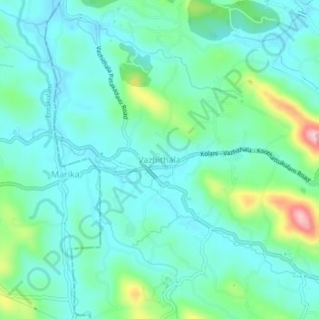 Vazhithala topographic map, elevation, terrain