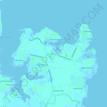 Shady Side topographic map, elevation, terrain