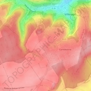 Saleille topographic map, elevation, terrain