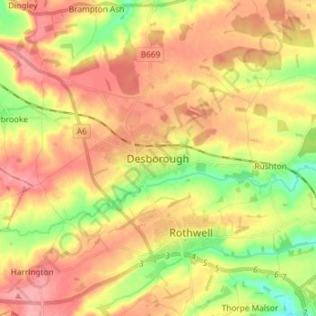 Desborough topographic map, elevation, terrain