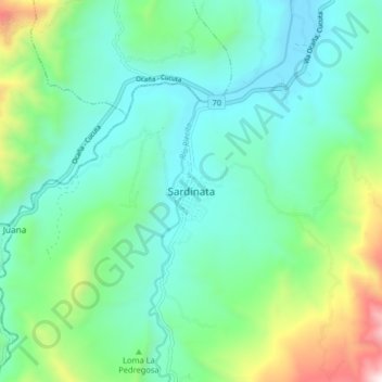 Sardinata topographic map, elevation, terrain