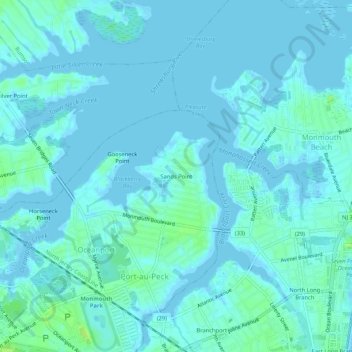 Sands Point topographic map, elevation, terrain