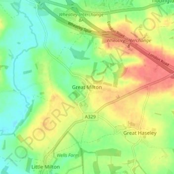 Great Milton topographic map, elevation, terrain