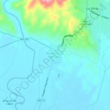 Acalpican de Morelos topographic map, elevation, terrain