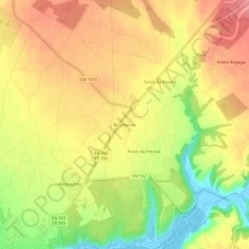 Brunheiras topographic map, elevation, terrain