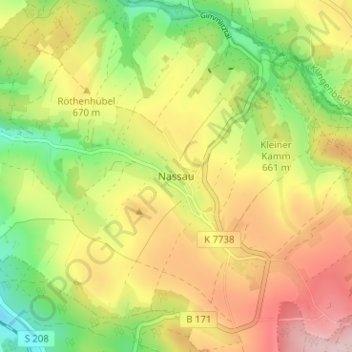 Nassau topographic map, elevation, terrain