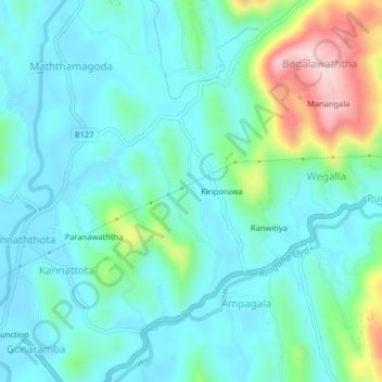 Pannala topographic map, elevation, terrain