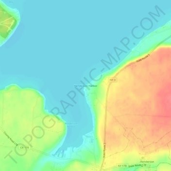 Henderson Harbor topographic map, elevation, terrain