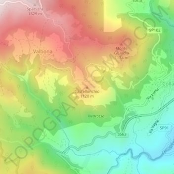 Castellonchio topographic map, elevation, terrain