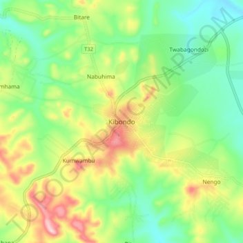 Kibondo topographic map, elevation, terrain