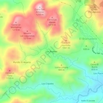 Los Rodeos topographic map, elevation, terrain