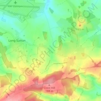 Lane End topographic map, elevation, terrain