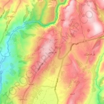 Marjayoun topographic map, elevation, terrain