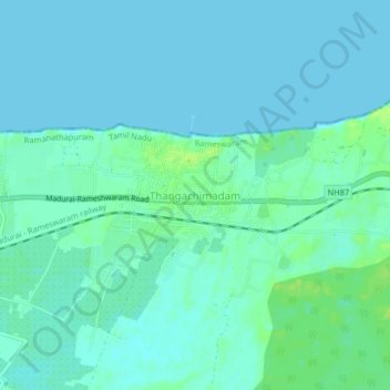 Thangachimadam topographic map, elevation, terrain