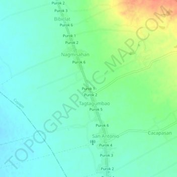 Purok 1 topographic map, elevation, terrain