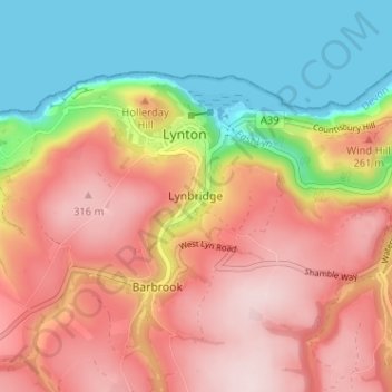 Lynbridge topographic map, elevation, terrain