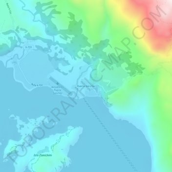 Puerto Sánchez topographic map, elevation, terrain