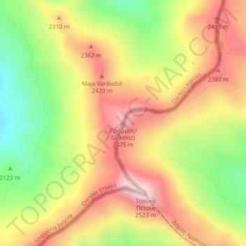(Grammos) topographic map, elevation, terrain