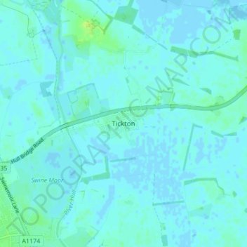 Tickton topographic map, elevation, terrain