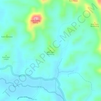 Bukit Ayer Menching topographic map, elevation, terrain