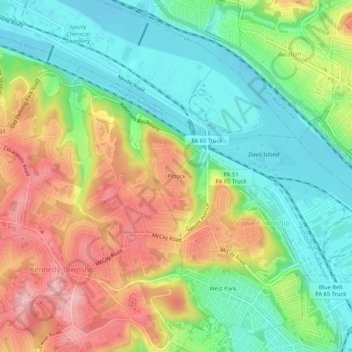 Pittock topographic map, elevation, terrain