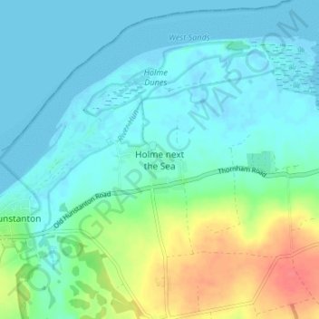 Holme next the Sea topographic map, elevation, terrain