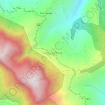 Santa Barbara topographic map, elevation, terrain