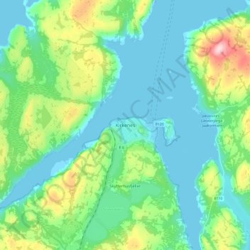 Kirkenes topographic map, elevation, terrain