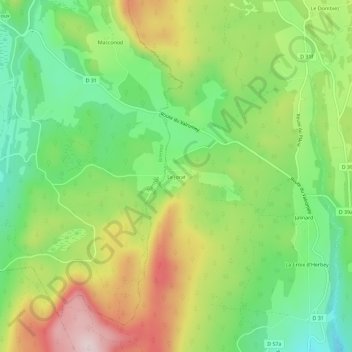Le Jorat topographic map, elevation, terrain