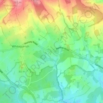 Cowesfield Green topographic map, elevation, terrain