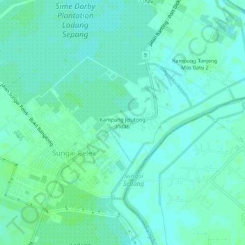 Kampung Jelutong Indah topographic map, elevation, terrain