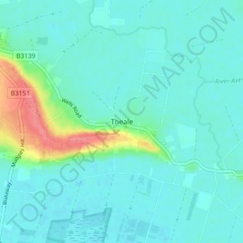 Theale topographic map, elevation, terrain