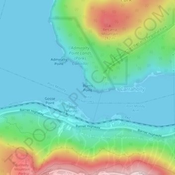 Burns Point topographic map, elevation, terrain