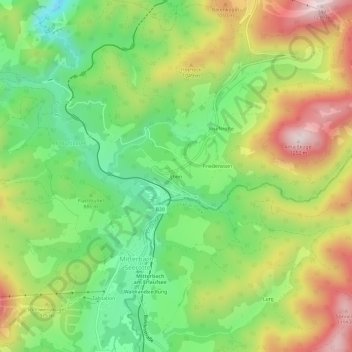 Eben topographic map, elevation, terrain