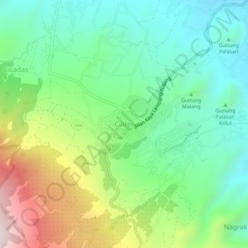 Ciater topographic map, elevation, terrain