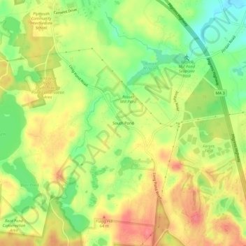 South Pond topographic map, elevation, terrain