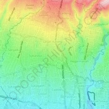 Geger Kalong topographic map, elevation, terrain