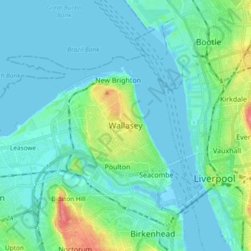 Wallasey topographic map, elevation, terrain
