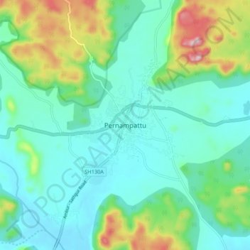 Pernampattu topographic map, elevation, terrain