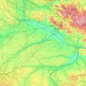 Dingolfing-Landau topographic map, elevation, terrain